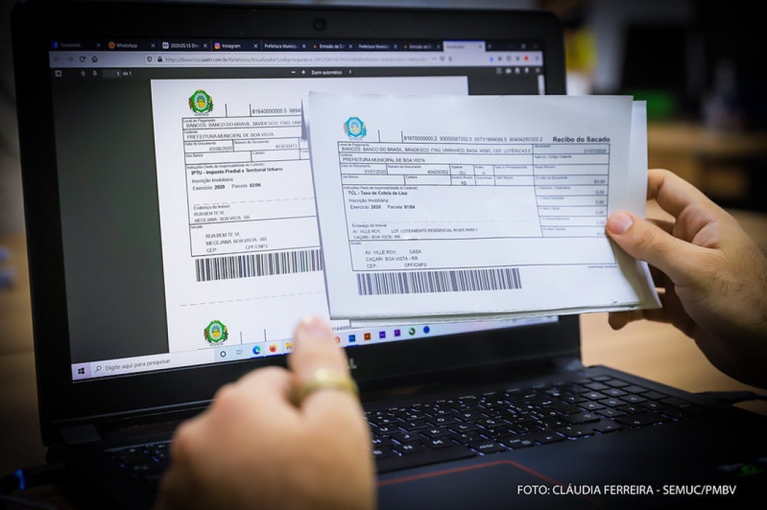 Boletos do IPTU e da Taxa de Coleta de Lixo já estão disponíveis para contribuintes em Boa Vista