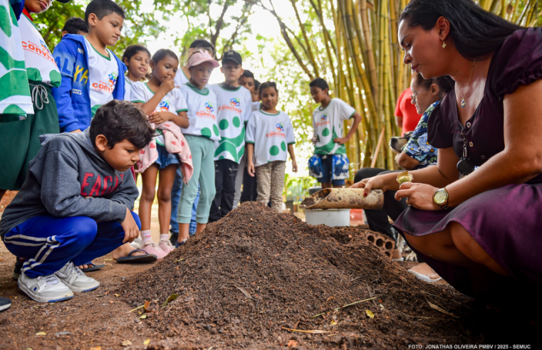Crianças aprendem a valorizar o meio ambiente em ação no Horto de Boa Vista