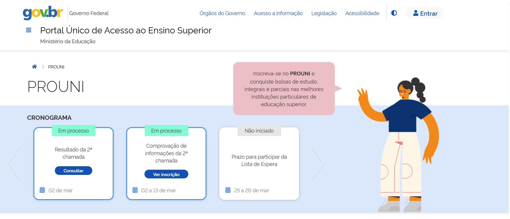 Resultado da segunda chamada do Prouni já pode ser consultado