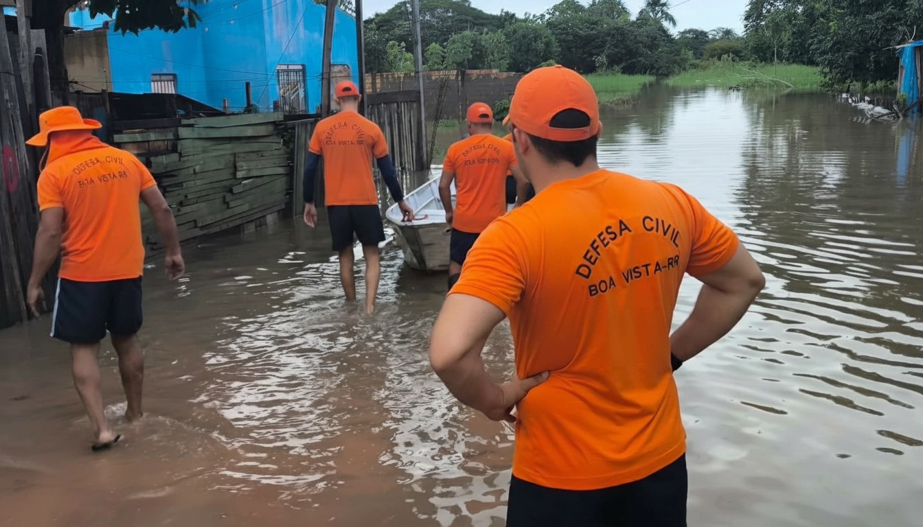 Com 75 mm de chuva em apenas 24h, Defesa Civil realiza resgate de família de área de risco em Boa Vista