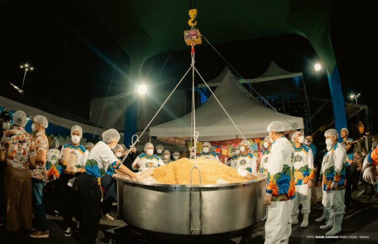 Maior Paçoca do Mundo chega a 1.593,5 kg e bate novo recorde no Boa Vista Junina 2026